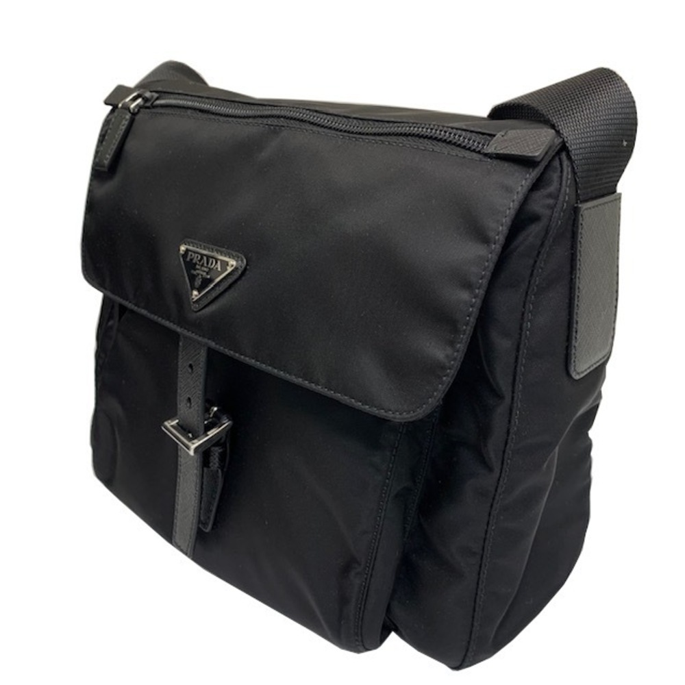 Prada ReNylon Saffiano leather shoulder bag black
